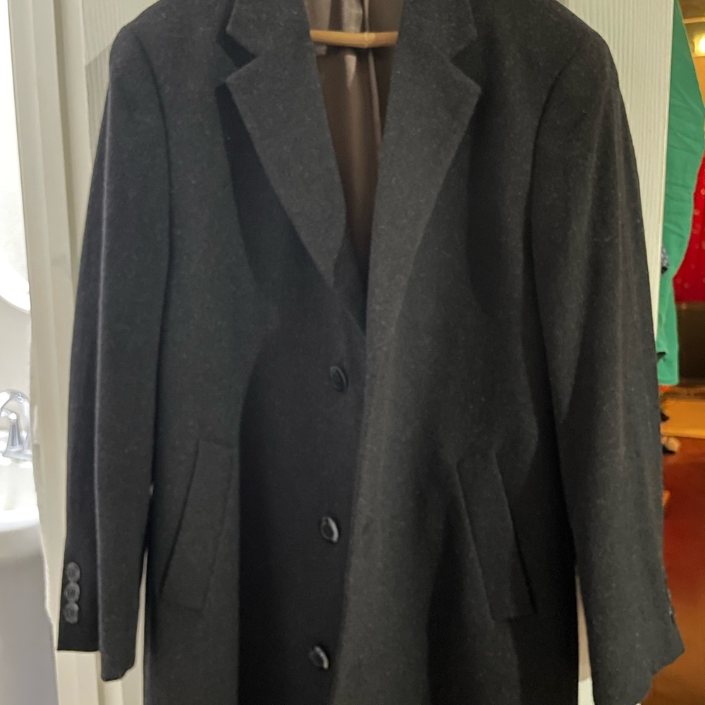 Elegant Charcoal Men's wool and cashmere Italian Trench Coat NWOT